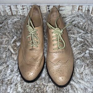 J Jill Women's Wingtip Oxford Flats Shoes Tan leather size 6
